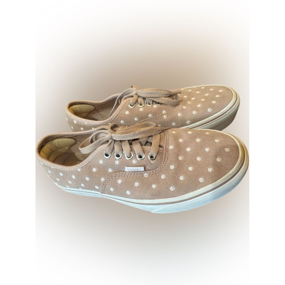 SOLD-Vans Authentic Platform 2.0 Suede Polka Dot Sneakers - Light Pink & White - Picture 11 of 14